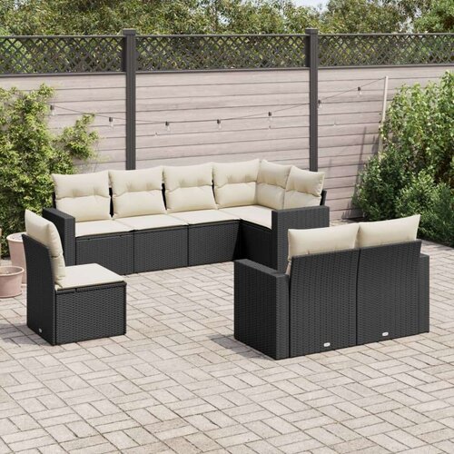  8-dijelni set vrtnih sofa od poliratana s jastucima crni Slike
