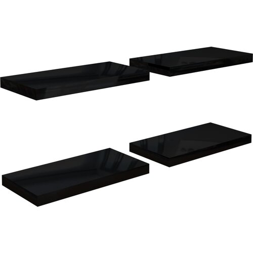 Maison Chic 4 kosi Lebdeče Stenske Police - Viseče police sijaj črne 50x23x3,8 cm MDF, (21794114) Slike