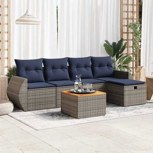 vidaXL 6-dijelni set vrtnih sofa od poliratana s jastucima sivi Cijene