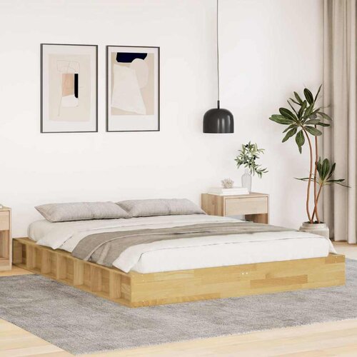 VidaXL Okvir kreveta bez madraca 135x190 cm puno drvo hrast Slike