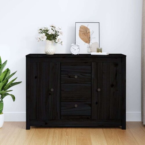  Komoda crna 100 x 35 x 74 cm od masivne borovine Cijene