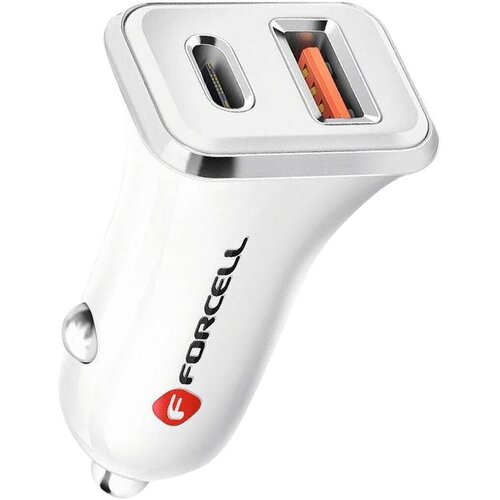 forcell auto punjač USB 3.0 + USB C Quick Charging + Power Delivery PD20W 4A CC-QCPD01 bijeli Cene