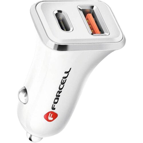 forcell Avtopolnilec za hitro polnjenje USB 3.0 + USB C Quick Charge + Power Delivery PD20W 4A bel Cene