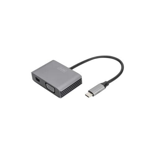 Digitus DA-70825 Mini-DisplayPort / USB-C® / VGA adapter [1x USB-C® - 2x ženski konektor mini DisplayPort, ženski konektor VGA] crna sa zaštitom, okrugli 0.2 m Cijene