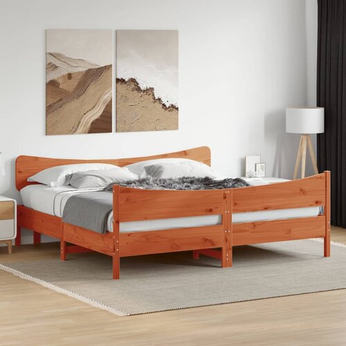 Furnova Posteljni okvir brez vzmetnice vo&amp;scaron;č. rjav 200x200 cm borovina, (21940611) Slike