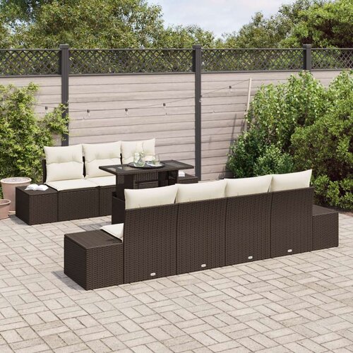  Set vrtnih sofa Set od 8 Smeđa Krem Ratan Poliester Slike