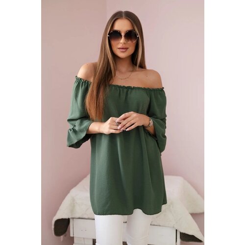 Kesi Spanish blouse with ruffles on the khaki sleeve Slike
