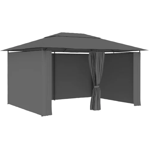 vidaXL Vrtni šotor z zavesami 4x3 m antraciten