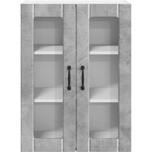  Zidni stakleni ormarić Lucca Betonska siva 60 x 31 x 80 cm Slike