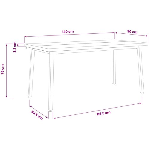  Kvadratni blagovaonski stol 140 x 90 x 75 cm Prirodna Slike