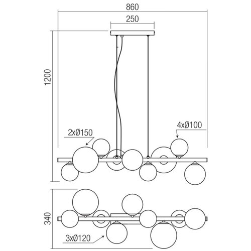  Redo 01-3989 - Visilica na sajli ASTRA 9xG9/8W/230V crna Slike