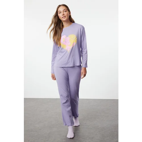 Trendyol Lola Bunny Licensed Purple 100% Cotton Knitted Pajamas Set