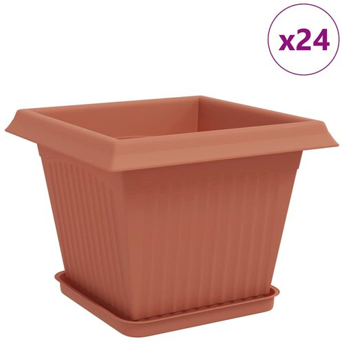 VidaXL Saksije za biljke 24 pcs Crvena cigla 28 5 x 28 5 x 22 cm - Crvena cigla 33 x 33 x 26 cm 24 Slike