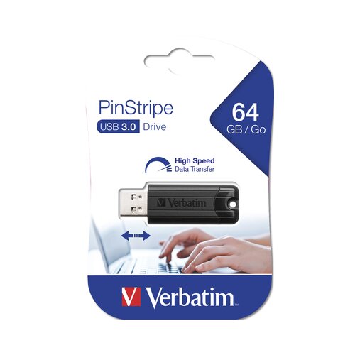 Verbatim UFV49318 64GB DRIVE 3.0 PINSTRIPE BLACK 49318 usb memorija Slike