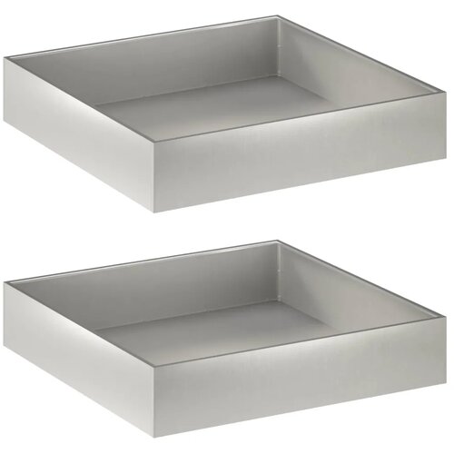  Vrtna saksija 2 kom. Srebrna 100 x 100 x 20 cm Nehrđajući čelik - Nehrđajući čelik 100 x 100 x 20 cm 2 Slike