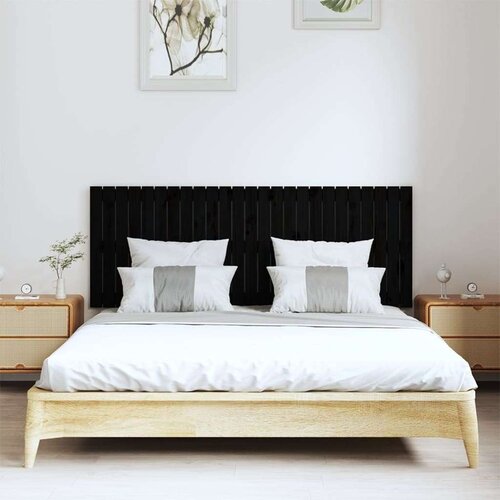  Uzglavlje za krevet Crno 159 5x3x60 cm od masivne borovine Slike