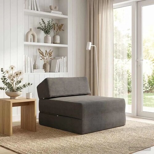 SOFA na razvlačenje Tamnosiva 60 x 70 x 41 cm Tkanina - Tamnosiva Bar&scaron;unasta tkanina Cijene