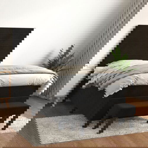 VidaXL Box spring krevet s madracem crni 100x200 cm bar&amp;scaron;unasti Slike