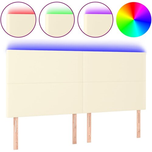  LED uzglavlje krem 200x5x118/128 cm od umjetne kože Slike