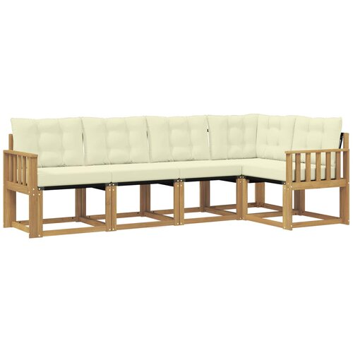 vidaXL Zunanja garnitura za sedenje z blazino 5 pcs Bela in krem, (5000281819) Cene