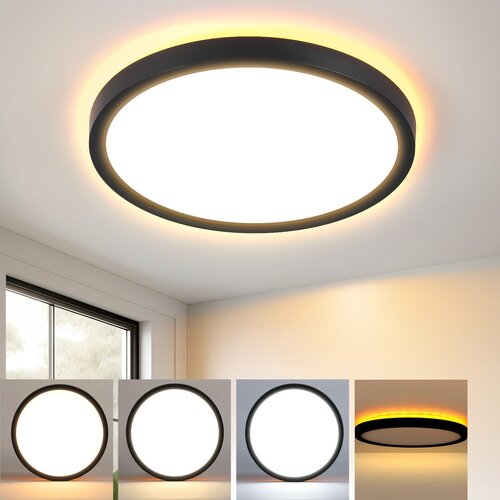 Nettlife črna ravna LED stropna svetilka 22 cm 18 W zatemnljiva za spalnico kuhinjo 3000k - 6500k, (22111205) Cene