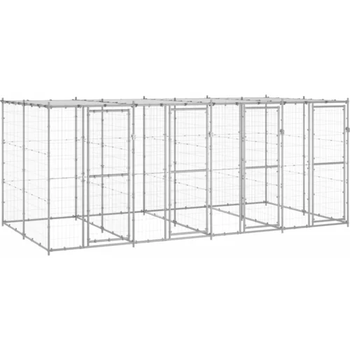  vanjski kavez za pse od pocinčanog čelika s krovom 9,68 m²