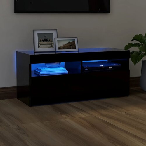 Furnova TV omarica z LED lučkami črna 90x35x40 cm, (21924315) Cene