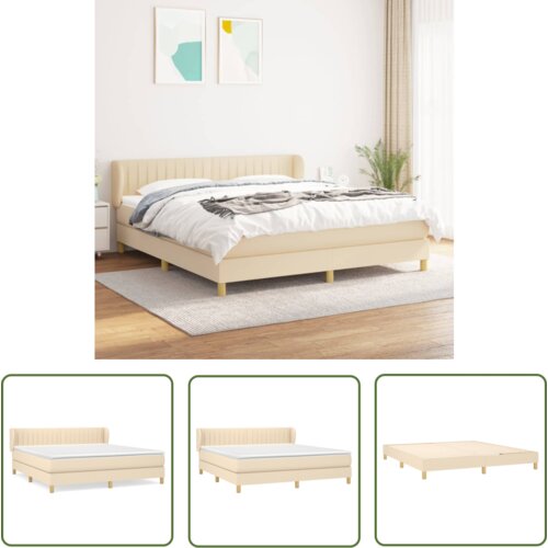 The Living Store Box spring postelja z vzmetnico krem 180x200 cm blago - Box Spring Postelja, (21737691) Cene
