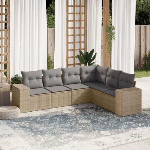vidaXL 6-dijelni set vrtnih sofa s jastucima bež od poliratana Cijene