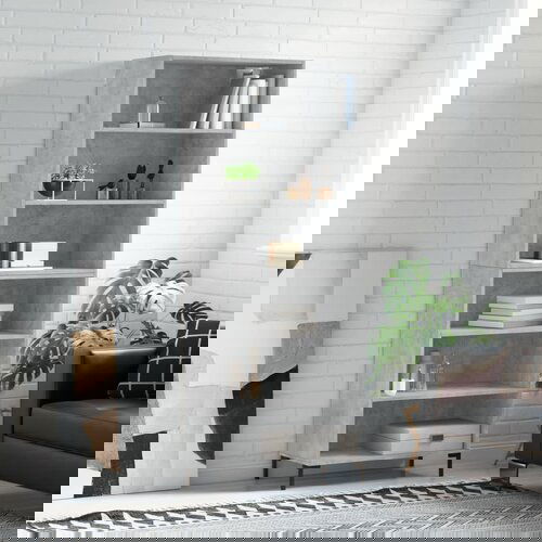 VidaXL Visoka komoda siva betona 69 5x32 5x180 cm konstruirano drvo Slike