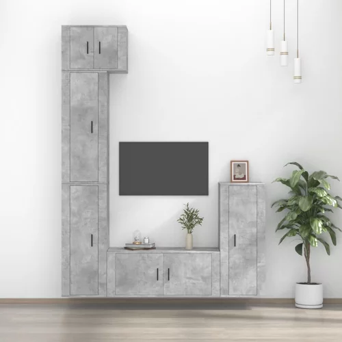 vidaXL 5-dijelni set TV ormarića siva betona konstruirano drvo
