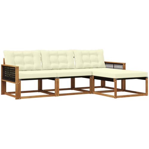 vidaXL Zunanja garnitura za sedenje z blazino 4 pcs Naravna in smetana, (5000272993) Cene