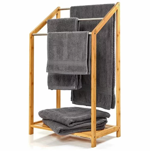 Blumfeldt Stojalo za brisače, 3 kovinske palice za brisače, 51x86x31cm, stopničasta oblika, bambus