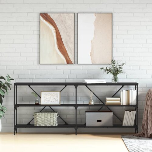 vidaXL Konzolni stol crni 180x30x75 cm od konstruiranog drva i željeza Cijene