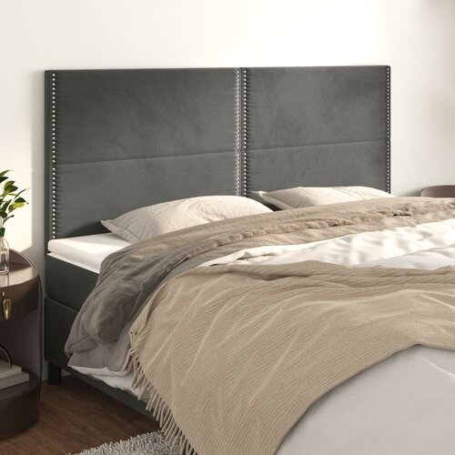 vidaXL Posteljno vzglavje 4 kosa temno siv 90x5x78/88 cm žamet Cene