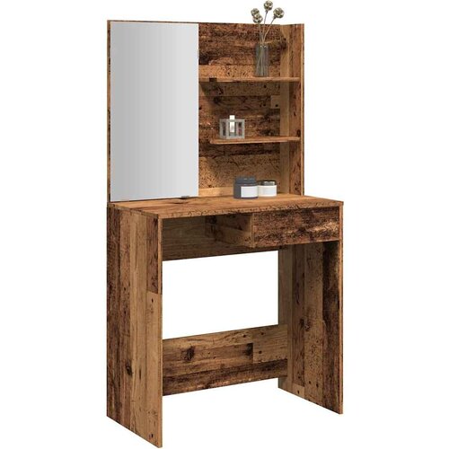 VidaXL Toaletni stol s ogledalom Staro drvo 74,5x40x141 cm Slike
