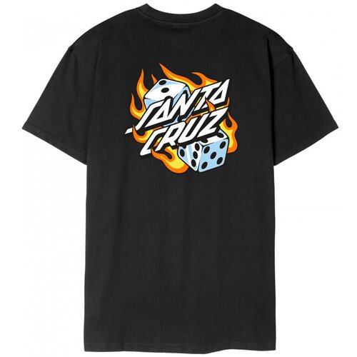 Santa Cruz Majice &amp;amp; Polo majice Flaming dice dot chest t-shirt Črna Slike