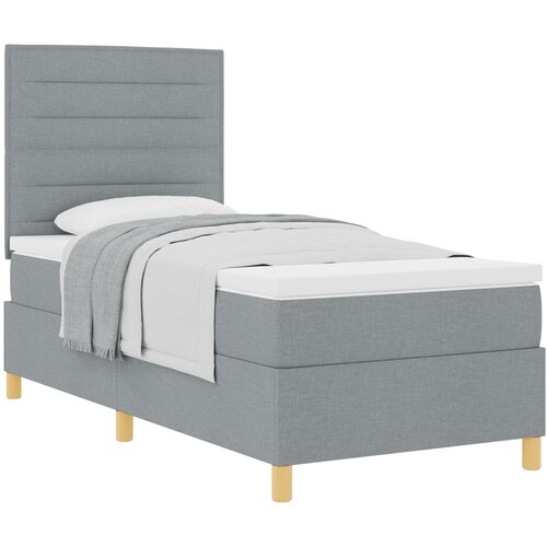 VidaXL Box Spring Krevet s Madracem Svjetlosiva 100x200 cm Tkanina Slike