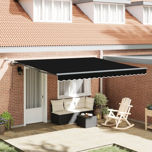 VidaXL Avtomatska Retraktibilna Tenda z LED Črna 400x300 cm, Tenda Zamenjalno Blago za 4x3 m Okvir Črna Slike