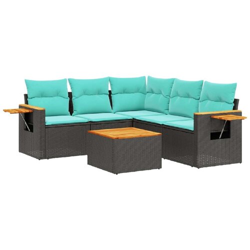  6-dijelni set vrtnih sofa od poliratana s jastucima crni Slike