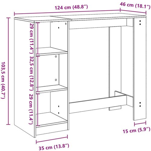 vidaXL Barski stol s policom crni 124x46x103,5 cm konstruirano drvo Cijene