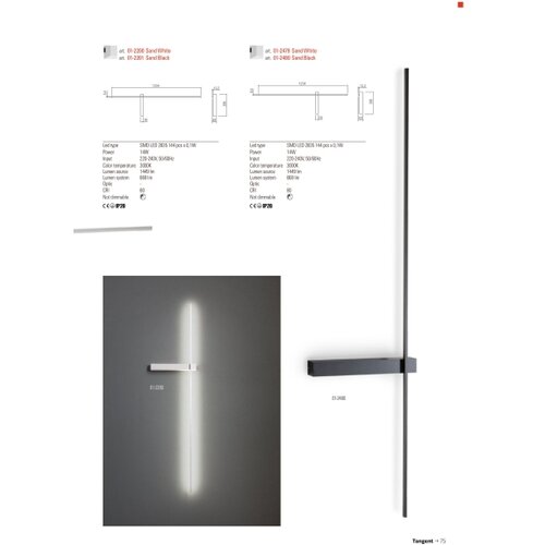  Redo 01-2200 - LED zidno svetlo TANGENT LED/14W/230V 3000K bela Slike