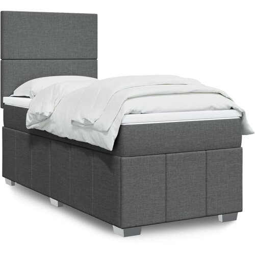 VidaXL Krevet s oprugama i madracem tamnosivi 90 x 190 cm od tkanine Slike