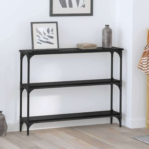  Konzolna stolica s policom Crni hrast 100 x 22.5 x 75 cm Slike