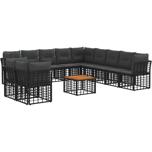  Set vanjskih sofa 12 pcs Crna i tamno siva Poliester Cene