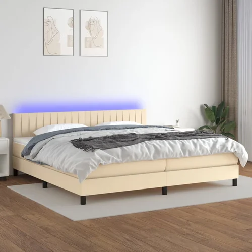  The Living Store Box spring postelja z vzmetnico LED krem 200x200 cm blago - Box Spring Postelja, (21453998)