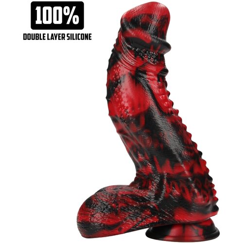Ouch Au! Dark Lycan Spawn - silikonski fantazijski dildo (rdeče-črn) Slike