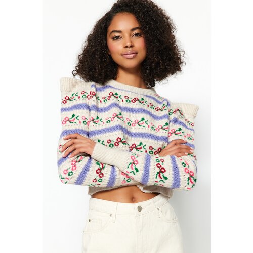 Trendyol Stone Patterned Crewneck Knitwear Sweater Cene