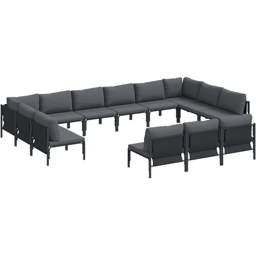 vidaXL Vrtna sedežna garnitura z blazino 13 pcs Črna Jeklo, (5000154762) Cene