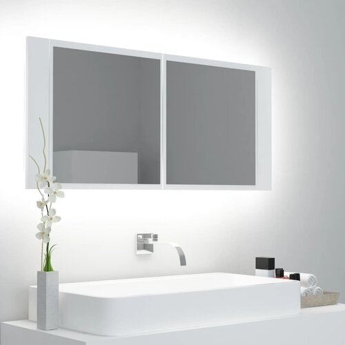  LED kupaonski ormarić s ogledalom bijeli 100x12x45 cm akrilni Cijene